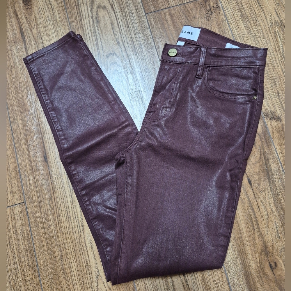 Frame Coated Bordeaux Burgundy Jeans size 26